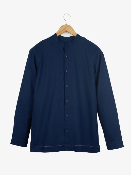 Navy mandarin collar shirt